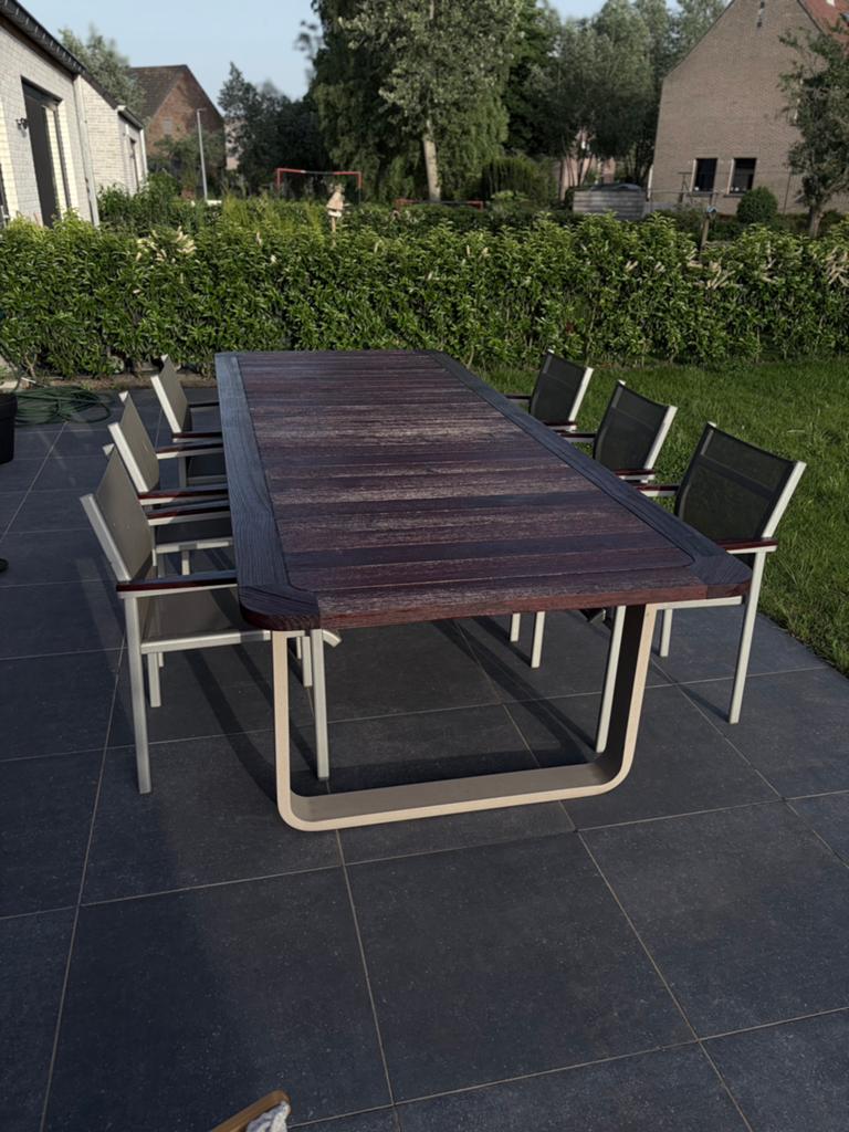 Terras tafel en stoelen, Tuin en Terras, Tuinsets en Loungesets, Ophalen, Zo goed als nieuw