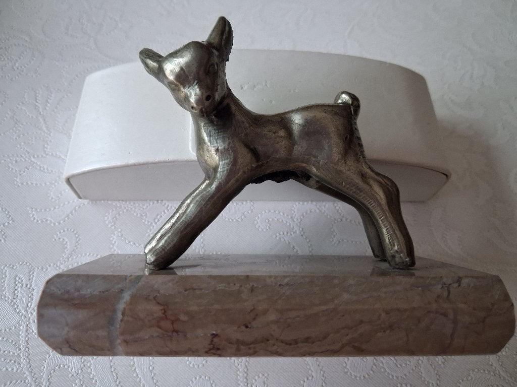 Figurine animalière vintage esprit Bambi socle marbre, Antiek en Kunst, Ophalen of Verzenden