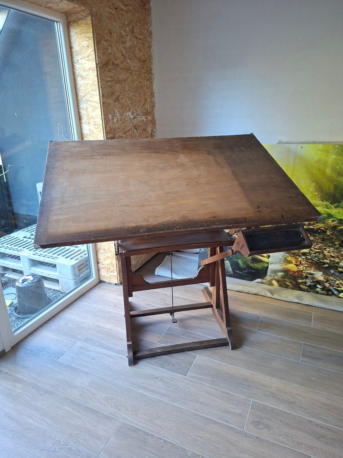 Houten tekentafel, Doe-het-zelf en Bouw, Ophalen, Gebruikt, 130 tot 150 cm