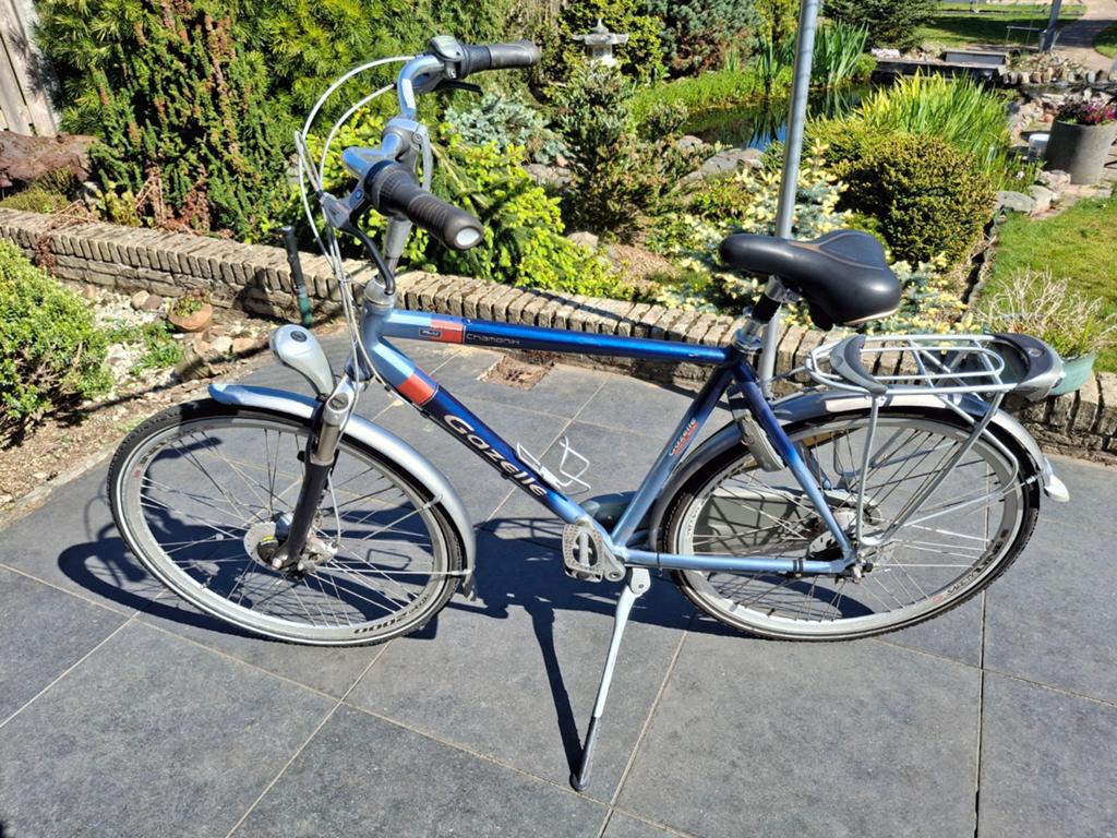 Gazelle heren fiets., Fietsen en Brommers, Fietsen | Heren | Herenfietsen, Ophalen, Versnellingen, Schijfrem, 65 cm of meer