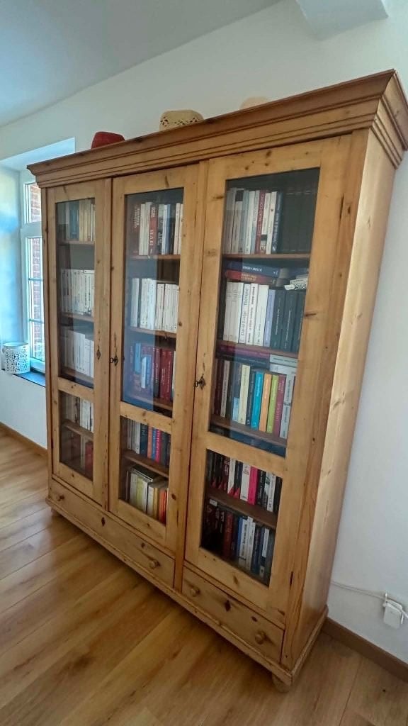 bibliothèque ancienne en pin, Avec tiroir(s), 25 à 50 cm, 150 à 200 cm, Enlèvement