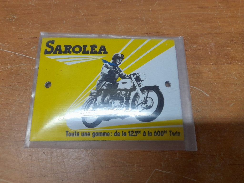 plaque emaillée sarolea de 125 à 600 cc, Collections, Envoi, Neuf, Autres types