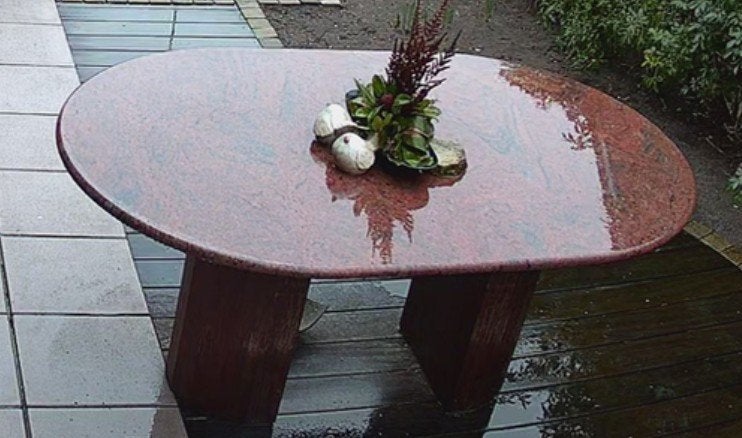 Tuintafel graniet, Ophalen, Gebruikt, Ovaal, Overige materialen
