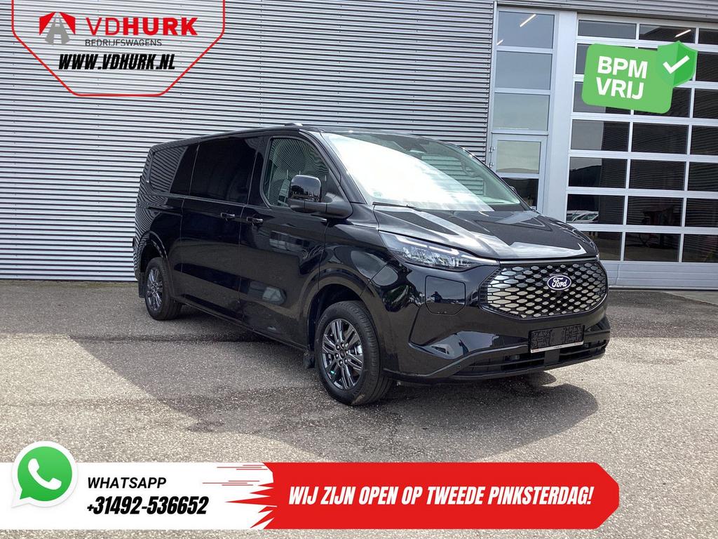 Ford E-Transit Custom 71 kWh 218 pk 340 km WLTP L2 Limited G, Auto's, Bestelwagens en Lichte vracht, Automaat, Zwart, Ford, Onderhoudsboekje