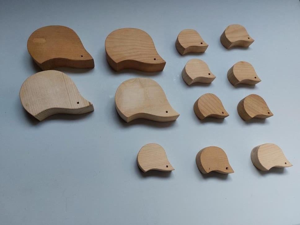Houten speelgoed Norgut (egels, poezen, muis en auto, Antiek en Kunst, Ophalen