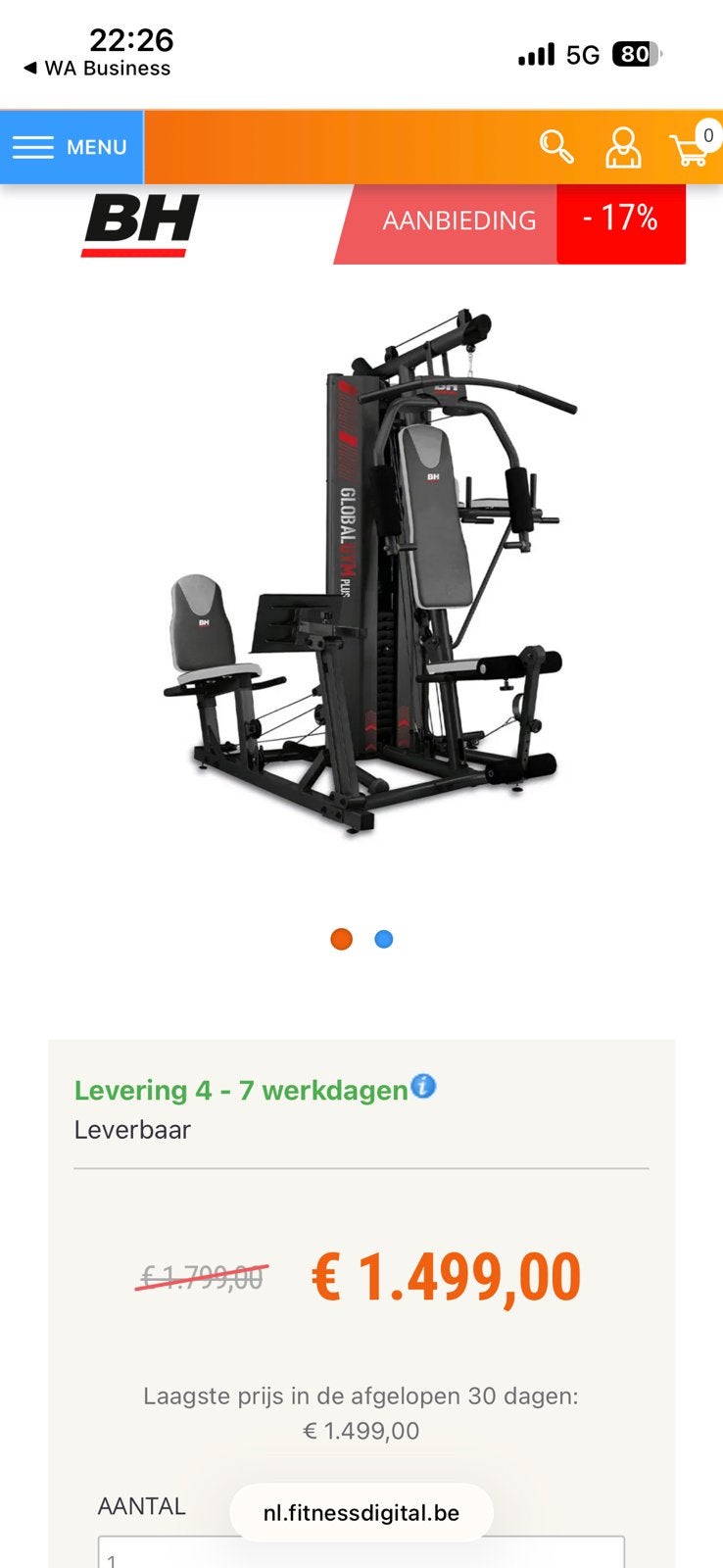 Bh global gym g152b krachstation, Ophalen, Zo goed als nieuw