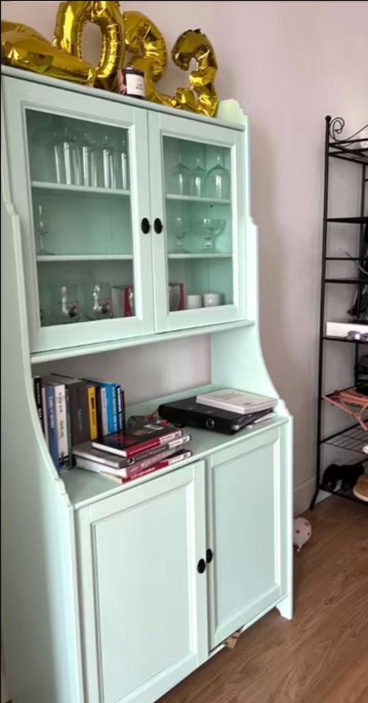 Vintage stijl pastel vitrine kast, Enlèvement