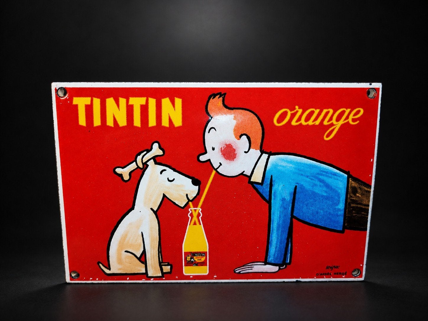 Plaque émaillée Tintin, Collections, Enlèvement ou Envoi, Comme neuf, Panneau publicitaire