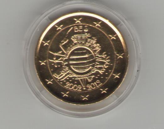 Belgique 2€  DU IO anniversaires de l'euro, Timbres & Monnaies, Monnaies | Belgique, Enlèvement ou Envoi, Monnaie en vrac, Or