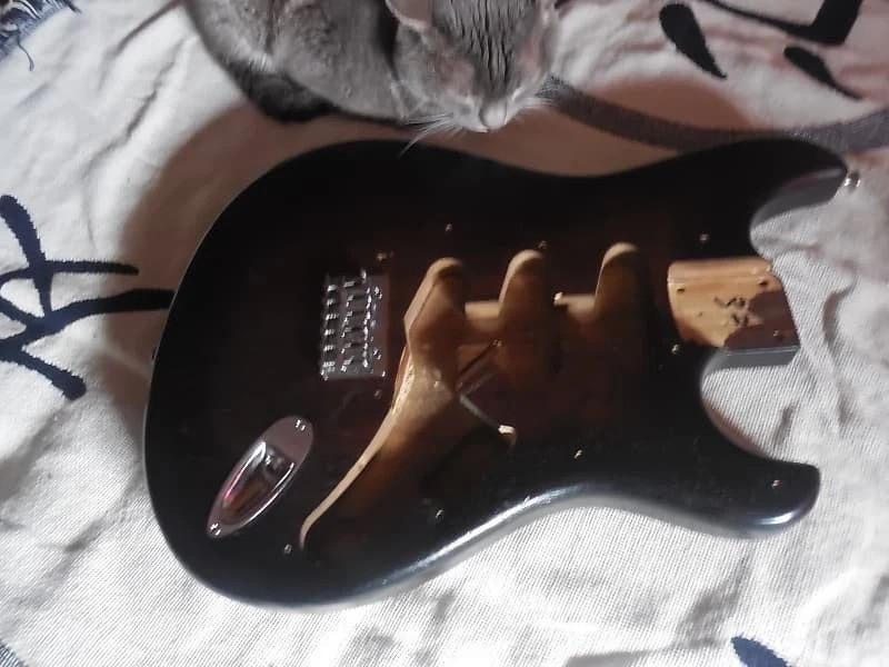 Corps Stratocaster frêne SSS  finition walnut + accastillage, Enlèvement ou Envoi, Utilisé, Guitare électrique