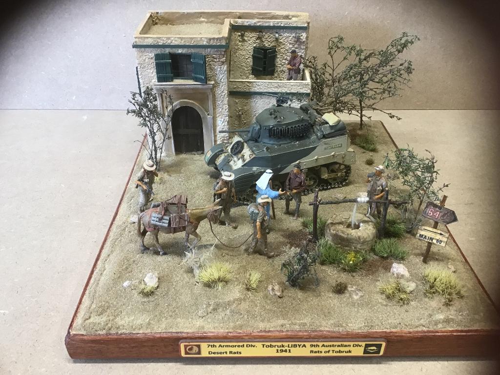 Diorama militaire british desert rats & australian 9th inf., Enlèvement, Comme neuf, 1:35 à 1:50, Diorama