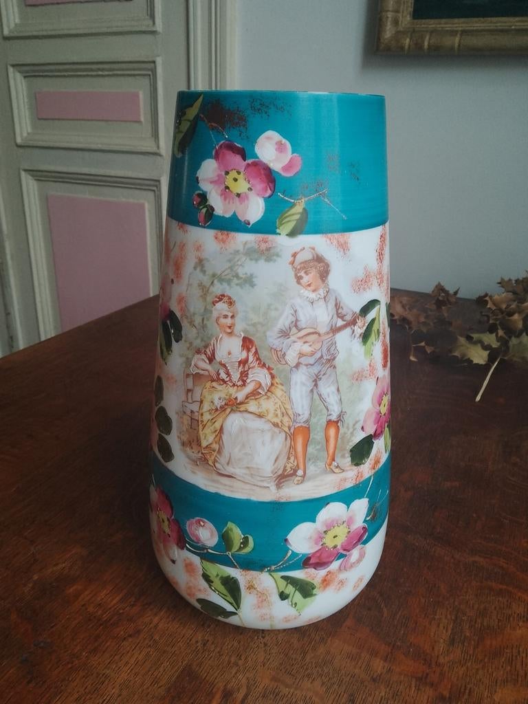 opaline vaas, prachtig patroon, Antiek en Kunst, Ophalen of Verzenden