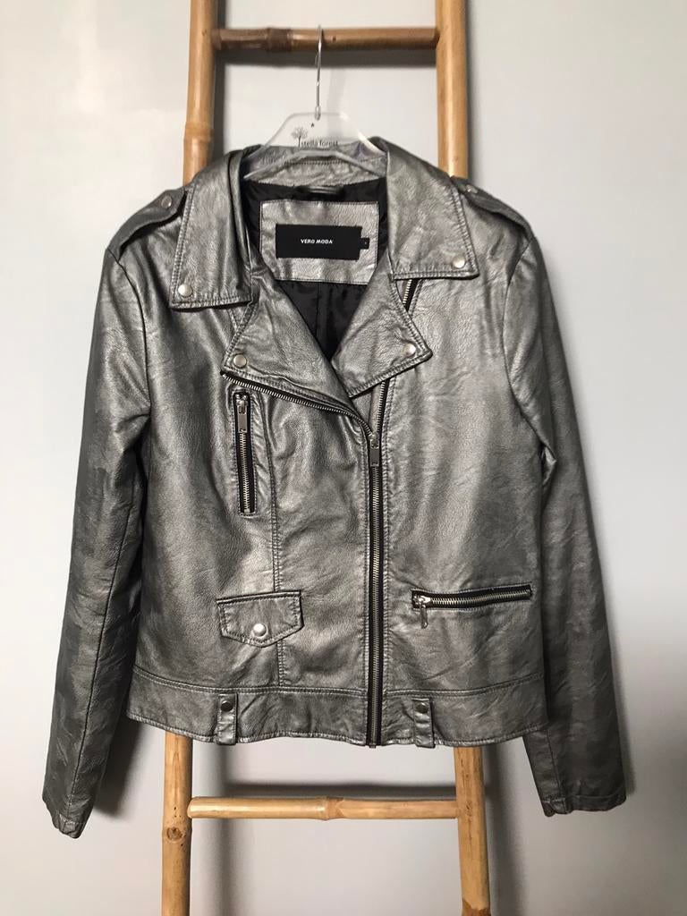 Vero Moda zilveren perfecto jas, maat L., Kleding | Dames, Vero Moda, Nieuw, Maat 38/40 (M), Grijs