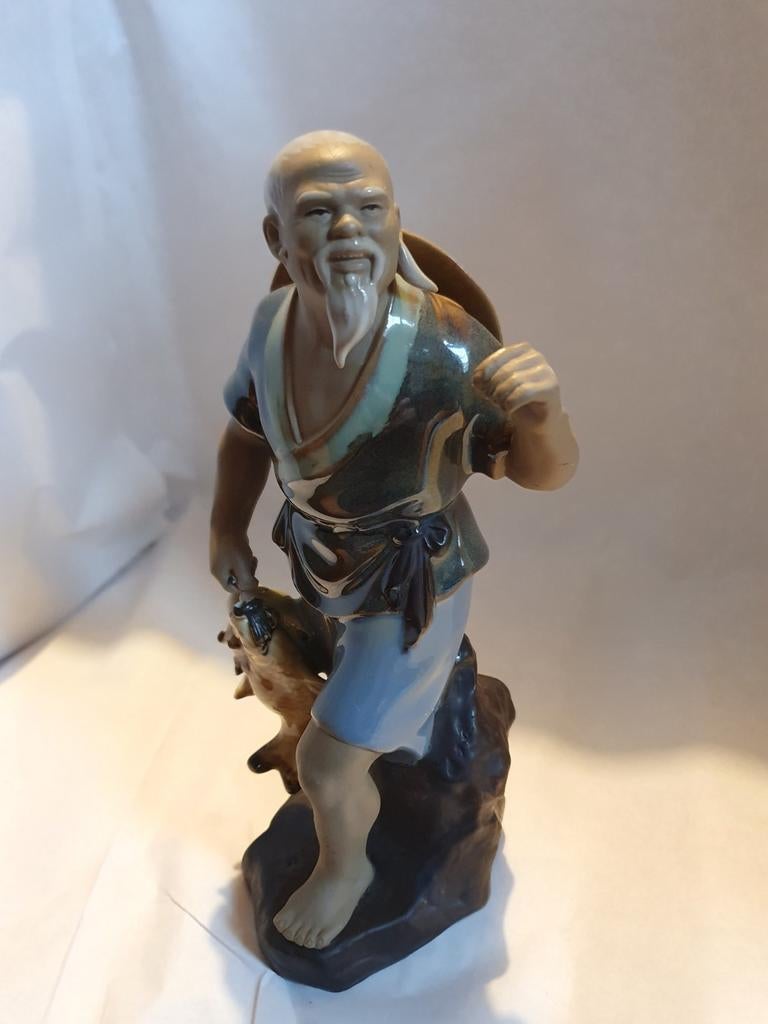 Statue vintage de pêcheur assis Mudman de la région de Shiwa, Enlèvement ou Envoi