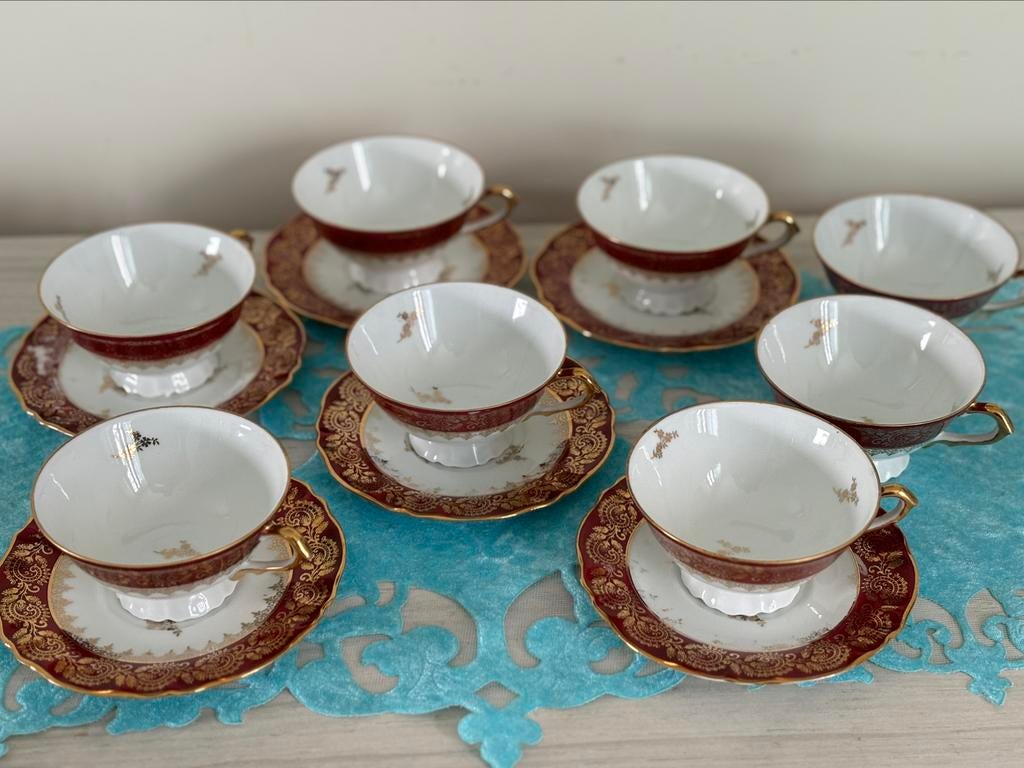 Limoges Chadelaud lot de 8 tasses anciennes, Enlèvement ou Envoi