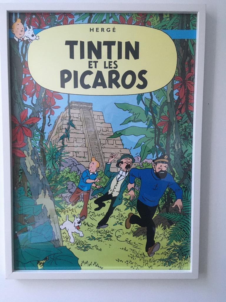 Tintin et les Picaros poster en cadre, Enlèvement ou Envoi, Neuf, Rectangulaire vertical, Autres sujets/thèmes