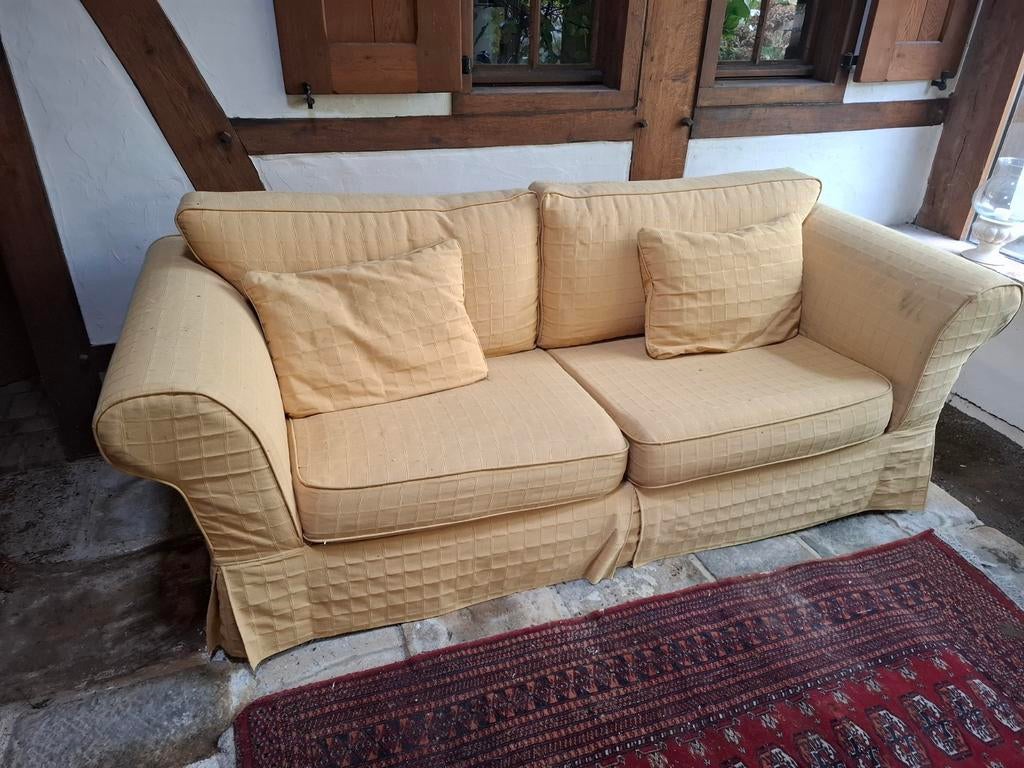 2 confortabele twee en driezit zelfde kleur., Huis en Inrichting, Ophalen, Gebruikt, Stof, Goede staat
