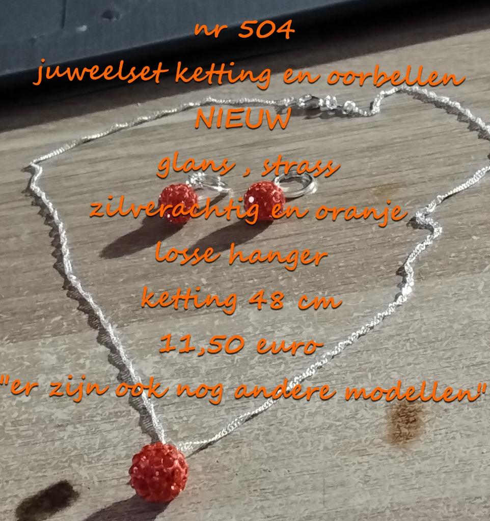 504. Juweelset : ketting en oorbellen , NIEUW , verzending i, Overige materialen, Met strass, Verzenden, Nieuw