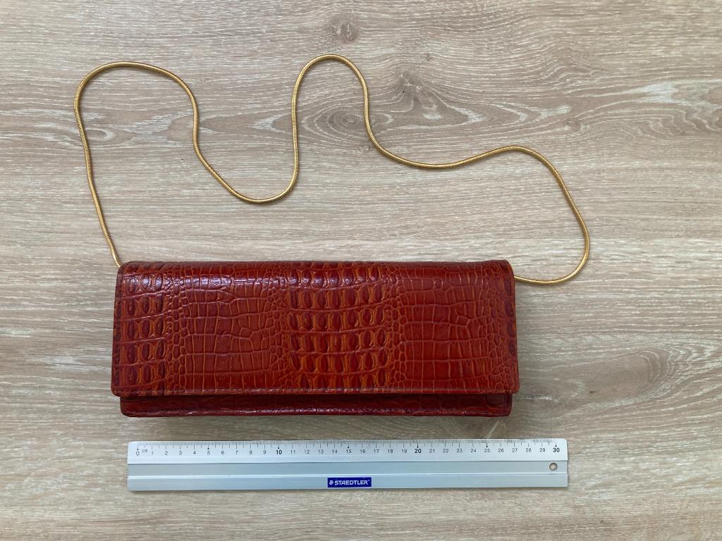 Handtas - leder - krokodil, Handtassen en Accessoires, Tassen | Damestassen, Ophalen, Zo goed als nieuw, Handtas