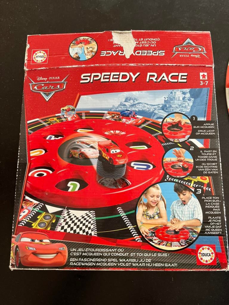 Disney Pixar Cars Speedy Race spel, Hobby en Vrije tijd, Gezelschapsspellen | Bordspellen, Gebruikt, Drie of vier spelers, Ophalen of Verzenden