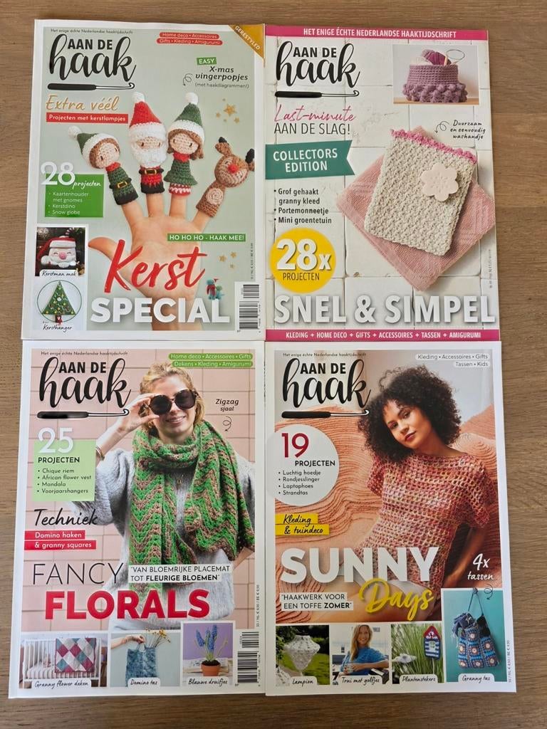 4 x haaktijdschrift Aan de haak nrs 49, 51, 53 en 55, Hobby en Vrije tijd, Breien en Haken, Ophalen of Verzenden, Nieuw, Haken