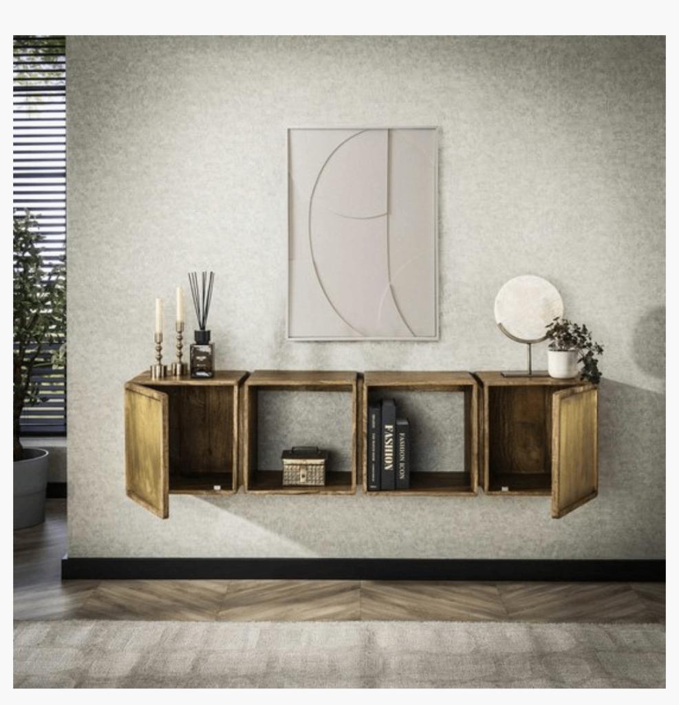 Giga Meubel Dressoir Brass - Naturel Hout - 169x36x41cm, Moins de 100 cm, 150 à 200 cm, Comme neuf, Enlèvement
