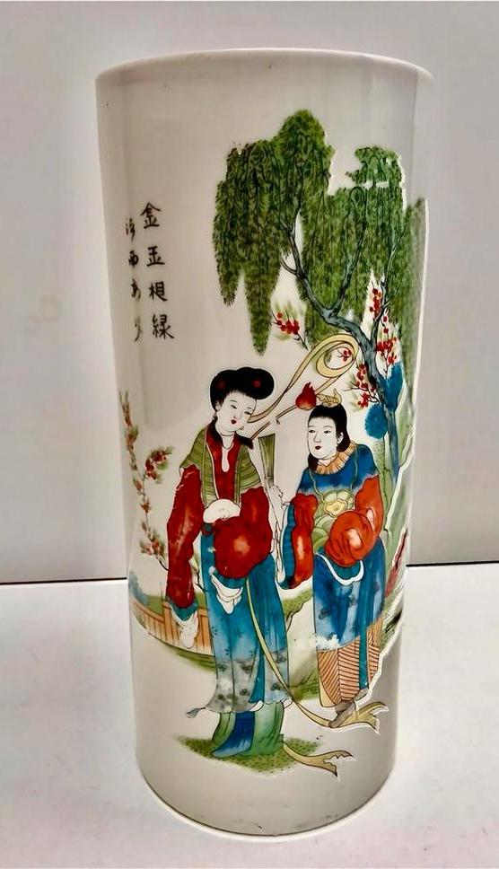 Chinees vaas hoedenstandaard met kalligrafie, Verzenden