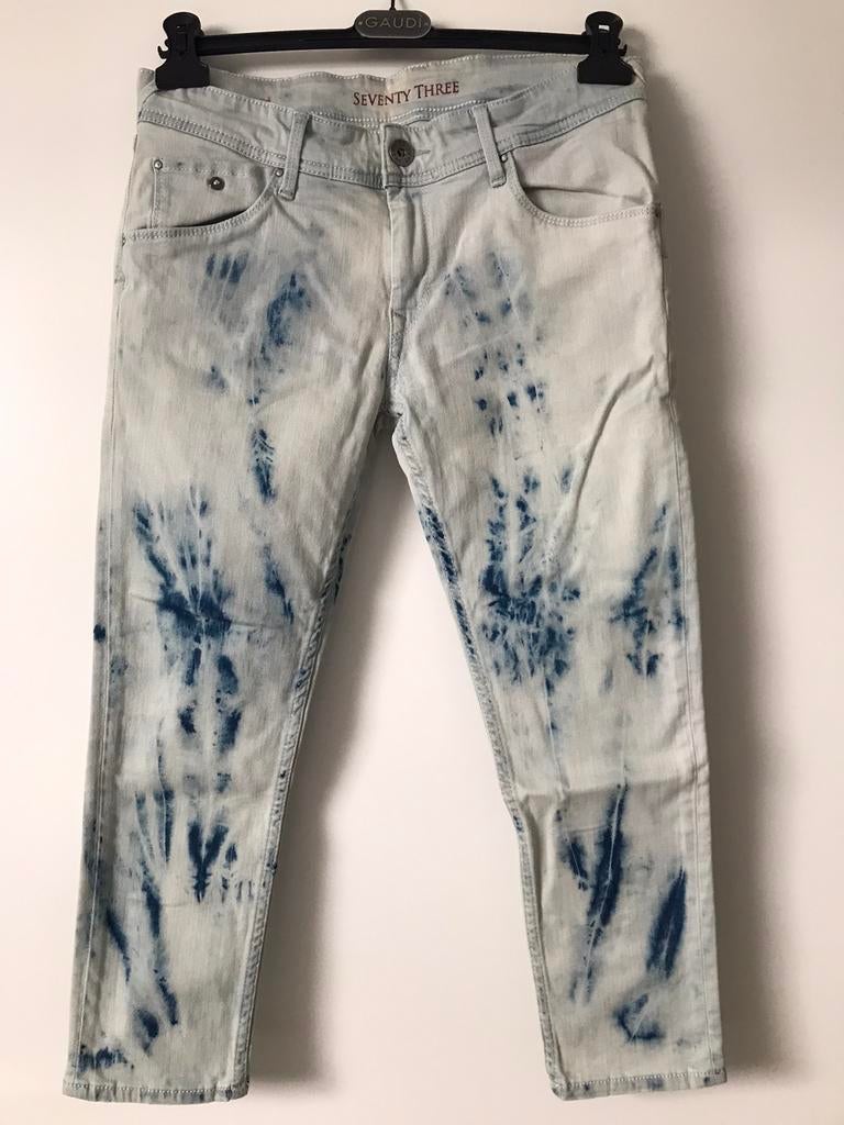 Jeans Pepe Jeans court bleu clair à tâches bleues foncées, Pepe jeans, Porté, Bleu, W27 (confection 34) ou plus petit