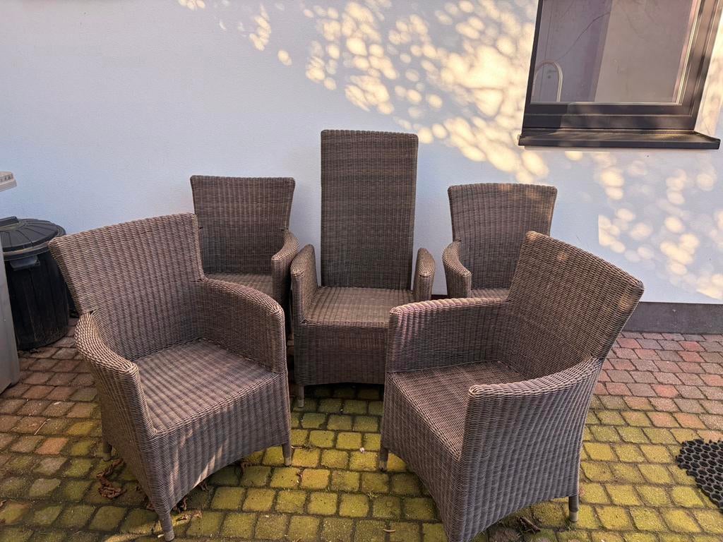 5 stoelen terras, Tuin en Terras, Ophalen, Zo goed als nieuw, Stoel