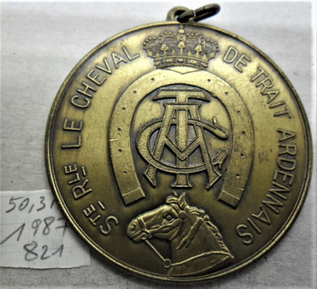 Medaille voor trekpaarden 53ste Libramont Fair 1987., Verzenden, Overige materialen