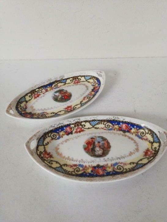 Oude porseleinen schaaltjes - kleurrijk tafereel, Antiek en Kunst, Antiek | Keramiek en Aardewerk, Ophalen of Verzenden