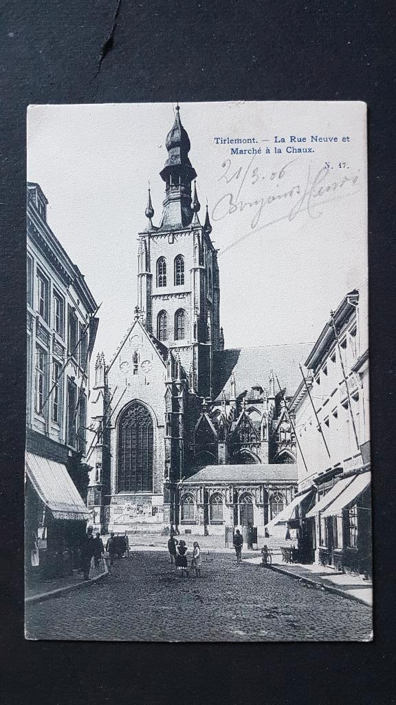 Postkaart Tienen Tirlemont Rue Neuve et Marché à la Chaux, Ophalen of Verzenden, Voor 1920, Gelopen, Limburg