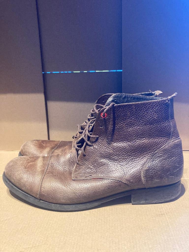 herenschoenen halfhoge leren schoenen maat 44, Vêtements | Hommes, Chaussures, Bottes, Enlèvement ou Envoi, Comme neuf, Brun