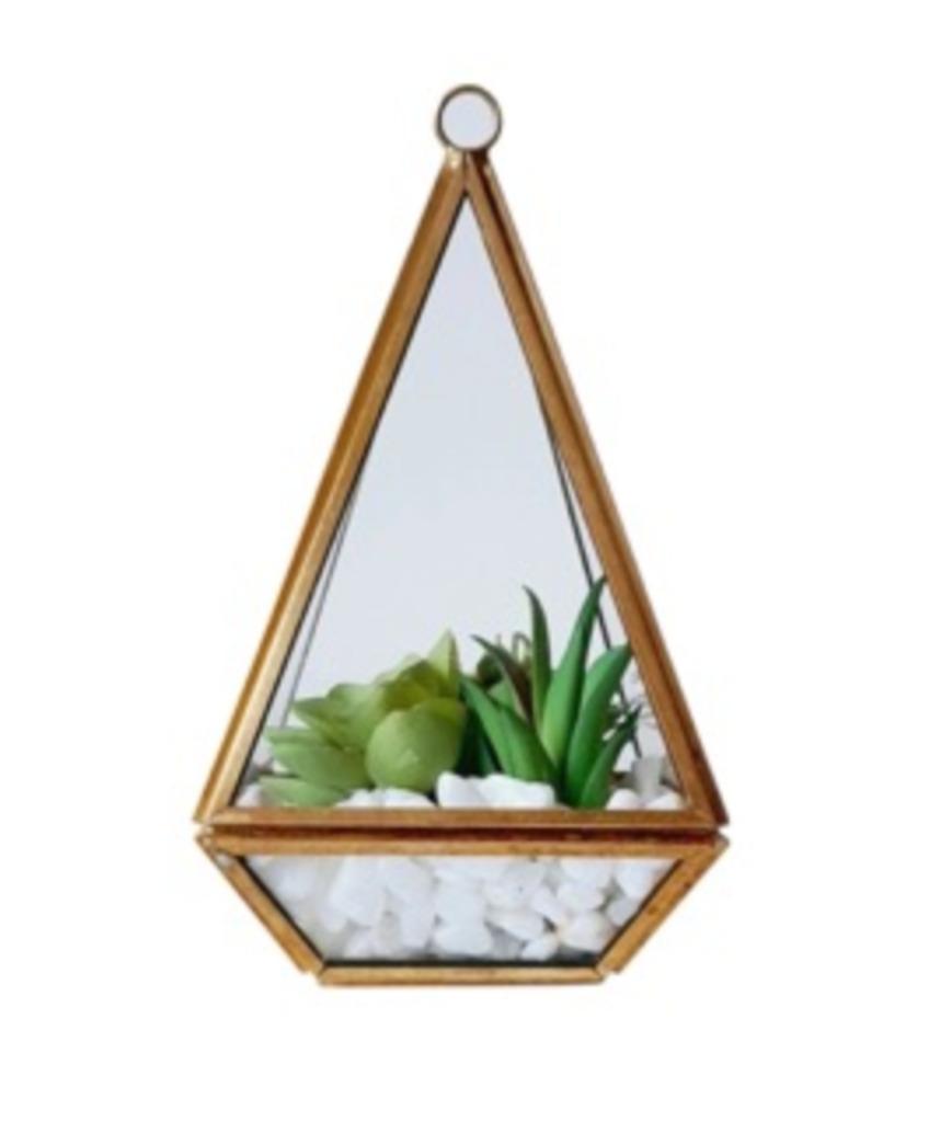 Hangplantenbak/terrarium van messing en glas, Ophalen, Overige materialen, Minder dan 30 cm, Minder dan 60 cm