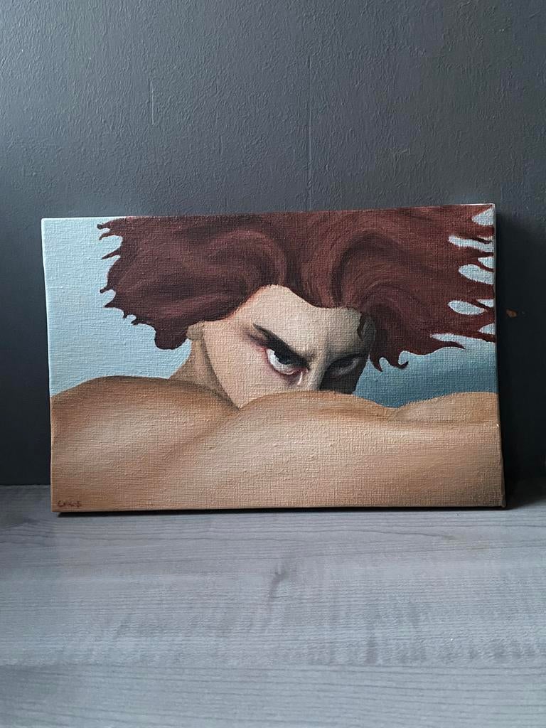 Schilderij fallen angel, Antiek en Kunst, Ophalen of Verzenden