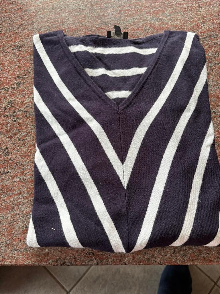 Mayerline trui marine blauw met strepen, Enlèvement ou Envoi, Taille 46/48 (XL) ou plus grande, Bleu