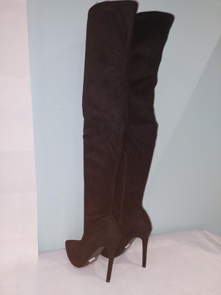 551C* sexy zwarte dijhoge laarzen met hakken van 12 cm (40), Verzenden, Zwart, Nieuw, Hoge laarzen