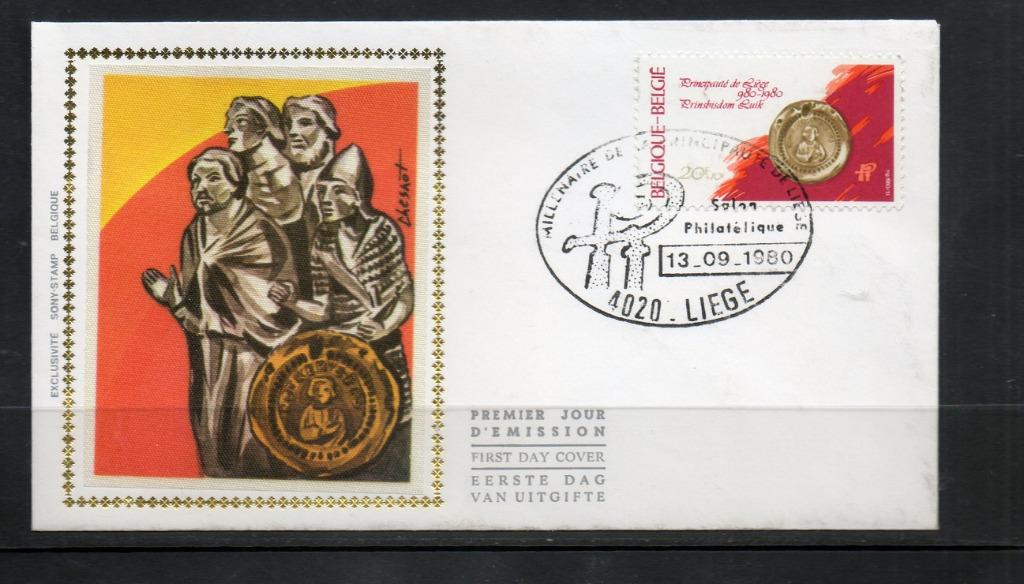 Année 1980 : FDC 1990 soie (du bloc 56) - Millénaire de la P, Enlèvement ou Envoi