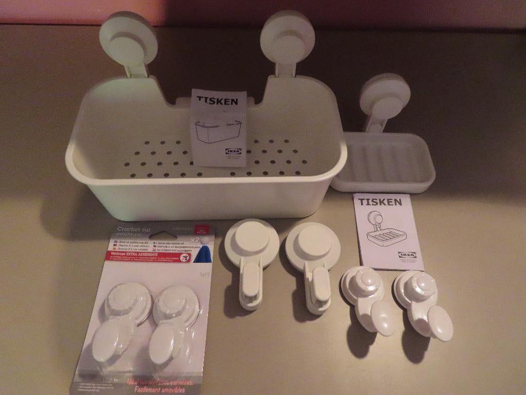 Lot accessoires sdb Ikea à ventouses, Maison & Meubles, Enlèvement ou Envoi, Comme neuf, Blanc, Autres types