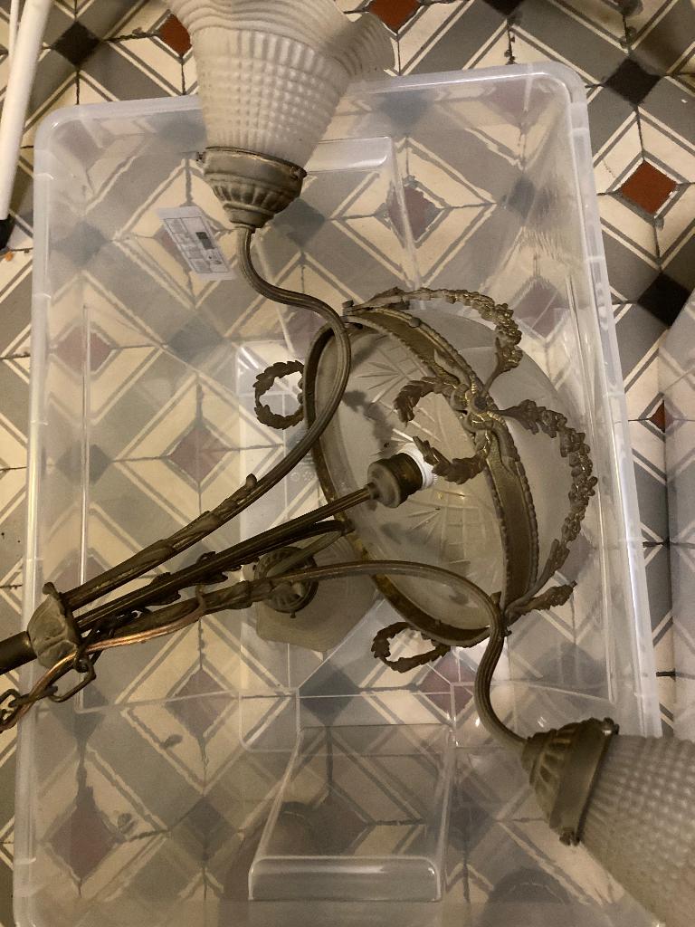 Mooie art deco lamp, Huis en Inrichting, Ophalen, Gebruikt, Glas, Art deco