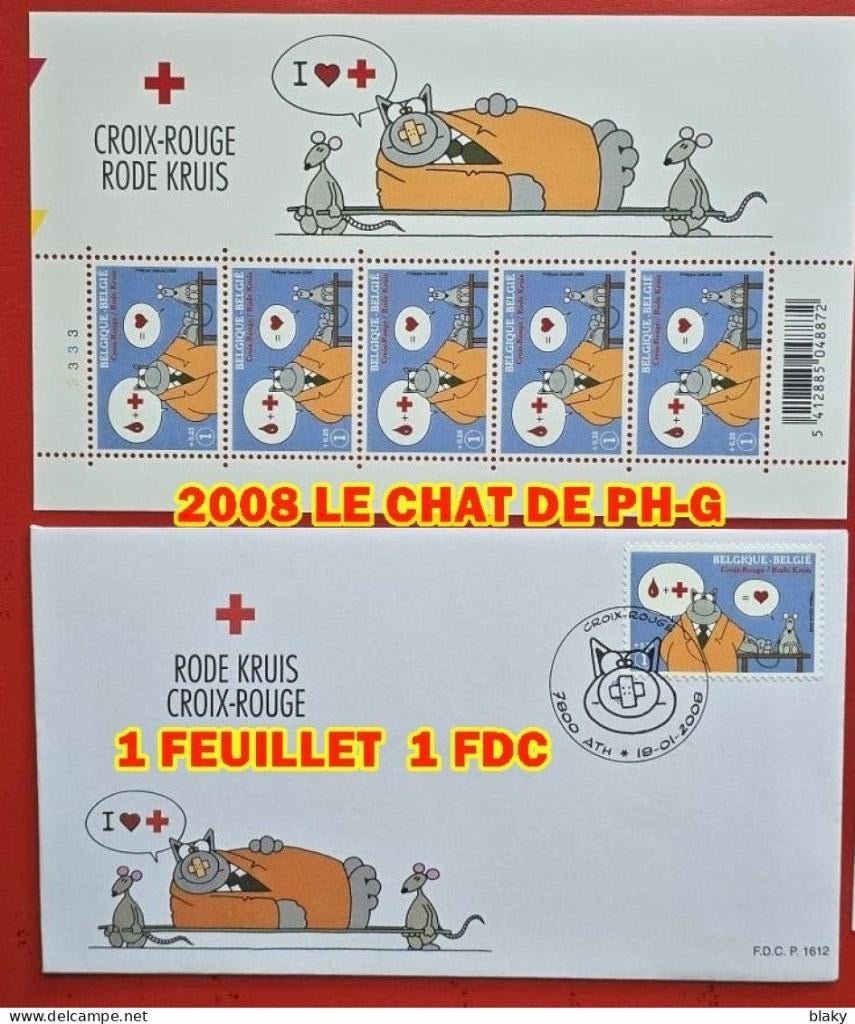 2008 CHAT 5 TPOSTE NATIONALE + 1 FDC ATH, Enlèvement ou Envoi