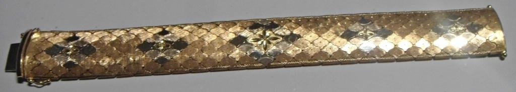 Bracelet manchette retro italien 3 ors 18K, vintage, 63,1 gr, Enlèvement, Comme neuf, Autres couleurs, Or