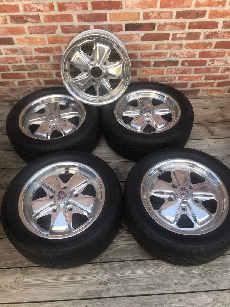 5 Porsche velgen 6 j x15’(jaren 60)zeldzaam (met banden, Ophalen, Gebruikt, 15 inch, Banden en Velgen