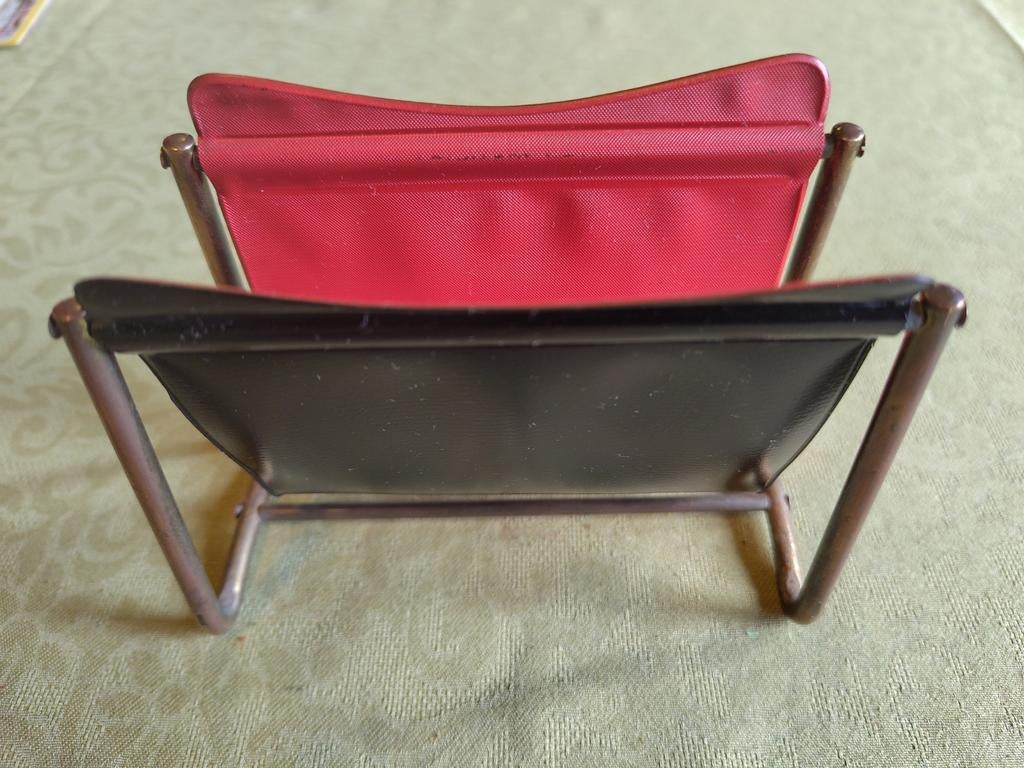 Originele vintage brievenhouder uit koper en kunstleder, Ophalen of Verzenden