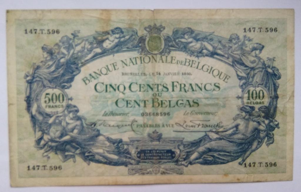 500 francs belges modèle 1887 - 14-01-1930, Enlèvement ou Envoi, Billets en vrac