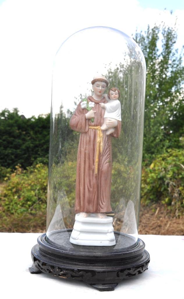(D)  saint antoine a l'enfant sous globe en verre, Antiquités & Art, Antiquités | Objets religieux, Enlèvement ou Envoi
