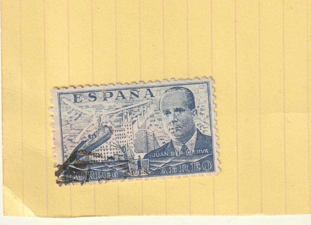 Espana Spain Postage ~ Juan di la Cierva ~ Blue 1PTS Stamp ~, Verzenden, Gestempeld
