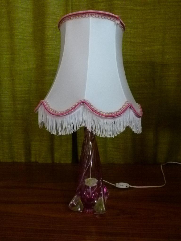 Val Saint Lambert - Tafellamp + origineel scherm, Ophalen, Mid century, 50 tot 75 cm, Overige materialen