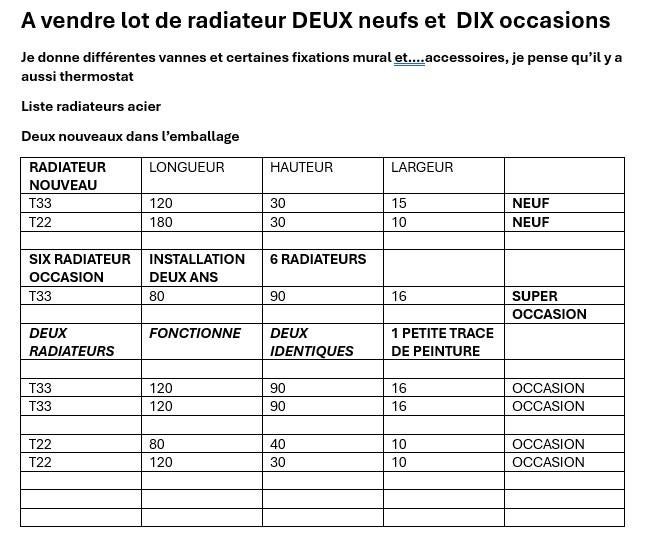 RADIATEURS ACIER.et accessoires, Enlèvement, Utilisé, 800 watts ou plus, Radiateur