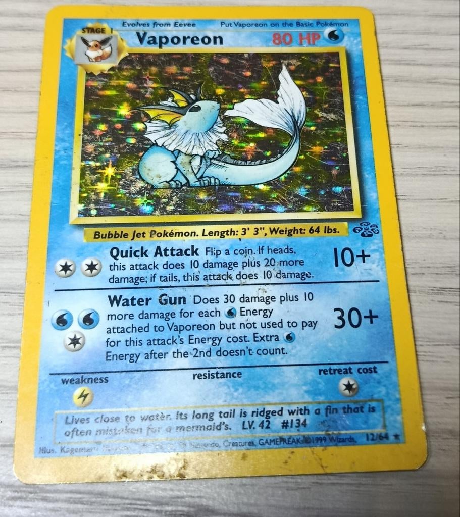Pokémon Vaporeon Holo, Enlèvement ou Envoi